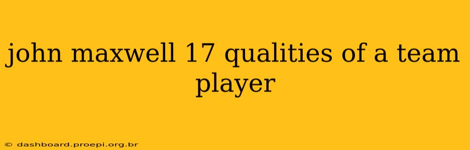 john maxwell 17 qualities of a team player